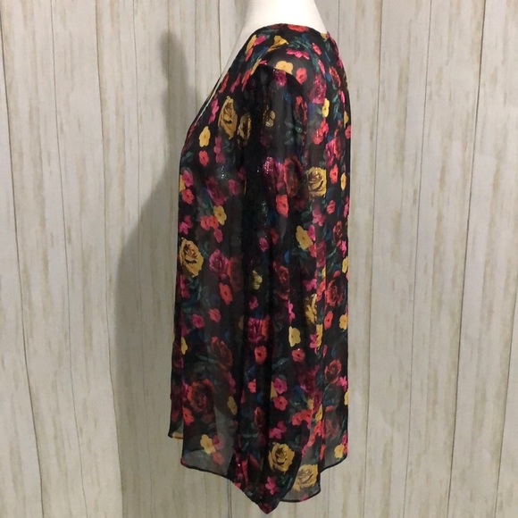 RACHEL rachel Roy black blouse floral size XL - Picture 2 of 9
